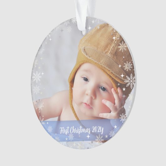 2 Photos Élégant Premier Noël Baby Snowflakes (devant)