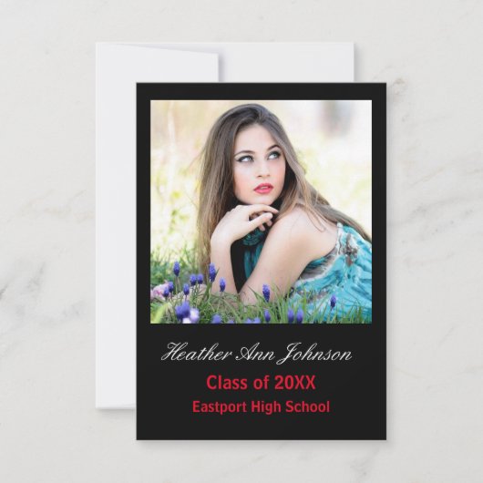 2 photos en noir vertical - 3x5 Faire-part graduée (Devant)