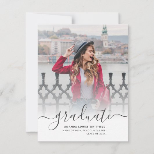 2 Photos Graduation Script 2025 Faire-part (Devant)