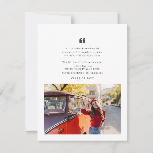 2 Photos Graduation Script 2025 Faire-part (Dos)