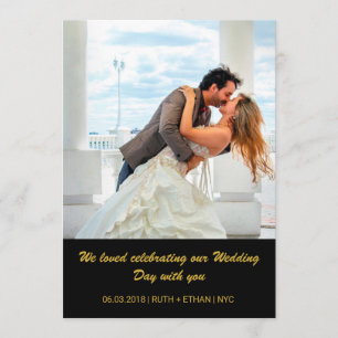 2 photos - les deux côtés Mariage Carte de remerci