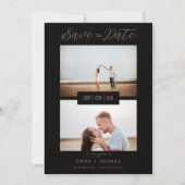 2 Photos Modern Collage Wedding Wimshical Script Save The Date (Voorkant)
