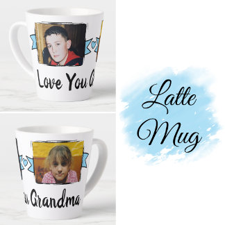 2 photos mug amour grand-mère bleu latte