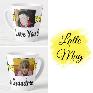 2 photos mug amour grand-mère latte jaune