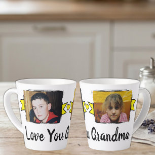 2 photos mug amour vous grand-mère jaune latte