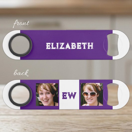 2 photos nom initiales blanc violet