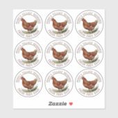 2" Plastic Ei Kartonnen Stickers met Hen (Vel)