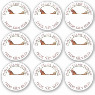2" Plastic Ei Kartonnen Stickers met Hen