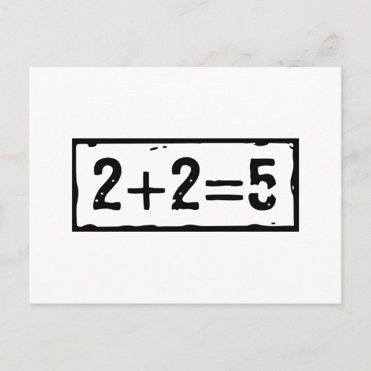 2 plus 2 is 5 briefkaart (Voorkant)