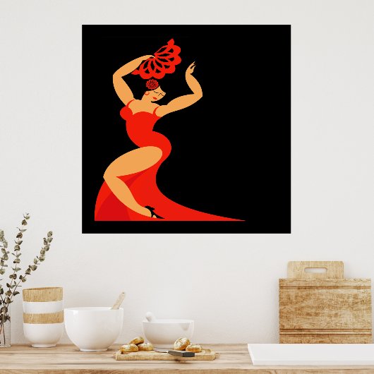 #2 Poster de la danseuse de flamenco Lg. (Cuisine)