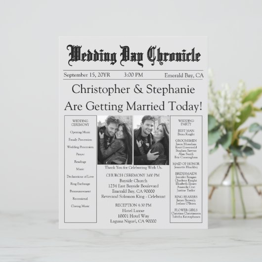 2 Programme de Mariage Journal Photo QR Code Faits (Debout devant)