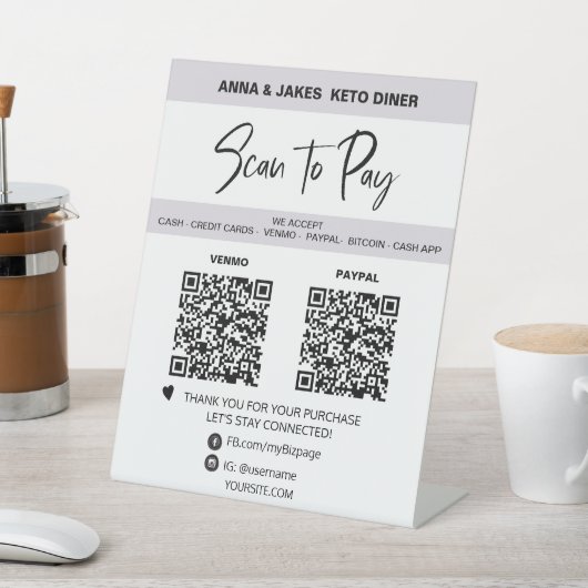 *~* 2 QR-BETALING - MINIMAAL tablettabel Tent  Reclamebord Met Voetstuk (Insitu)