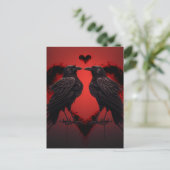 2 Raven en Gothic Heart Briefkaart (Staand voorkant)