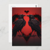 2 Raven en Gothic Heart Briefkaart (Voorkant / Achterkant)