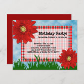 2 Red Gerbera Daisies Anniversaire Invitations (Devant / Derrière)