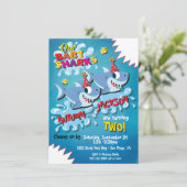 2 requins Bébé Invitation de fête d'anniversaire (Debout devant)