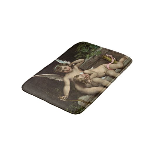 2 retro cupids zittende badmat (Gekanteld)