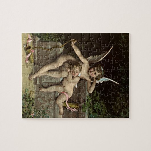 2 retro cupids zittende legpuzzel (Horizontaal)