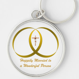 2 ringen & JEZUS, Gelukkig Getrouwd Sleutelhanger
