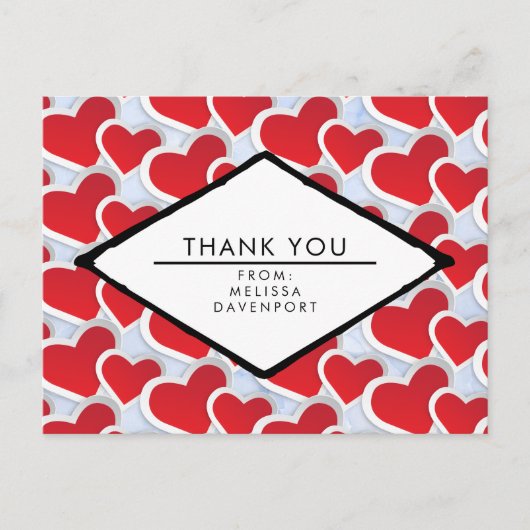 2 Rode harten Herhalend patroongeluid Dankuwel Briefkaart (Voorkant)