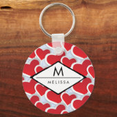 2 Rode harten Herhalend patroongeluid Sleutelhanger (Voorkant)