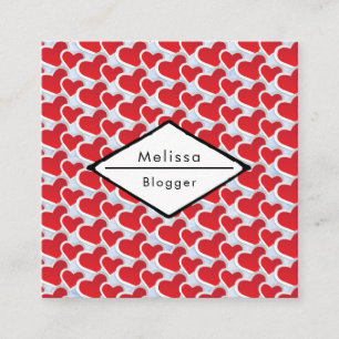 2 Rode harten samengevoegd Herhalend Patroon Vierkante Visitekaartje