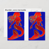 2 rode mermaïden briefkaart (Voorkant / Achterkant)