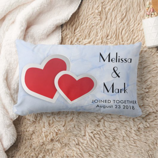 2 Rode papieren harten op Icy Blue Marble Kussen (Deken)