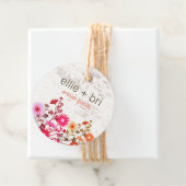2"Rond Land Bloemen Boho Wit Hout Hang Label (In situ)