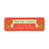 2 Rood adres van tijgers Etiket (Voorkant)