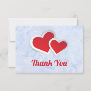 2 Rood papier Hart met witte rand Dank u Bedankkaart