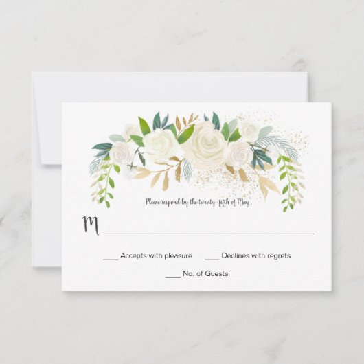 #2 Roses Glitter Greenery RSVP | Kaartje (Voorkant)