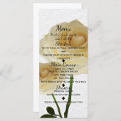 2 Roses peints en blanc Elégant Menu Card (Devant / Derrière)
