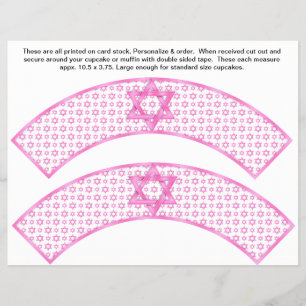 2 Roze Bat Mitzvah Douane Cupcake Verpakkingen Flyer