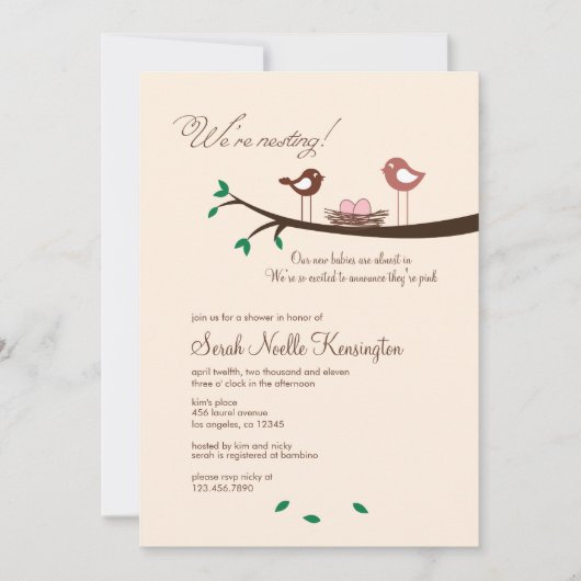 2 Roze eicellen Baby shower Kaart (Voorkant)