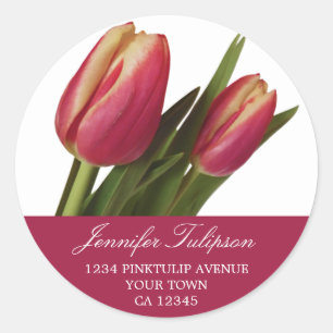 2 Roze en gele Tulpen Ronde Sticker