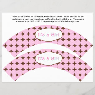 2 Roze GIRL Baby Persoonlijke Cupcake Wrappers Flyer