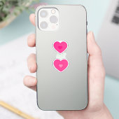 2 Roze Hart Sticker (Telefoon)