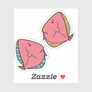 2 Roze met groene vinnen Groen met gele vinnen Vis Sticker