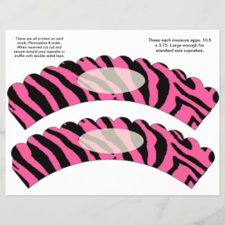 2 Roze Zebra ontwerp Aangepaste Cupcake Verpakking Flyer