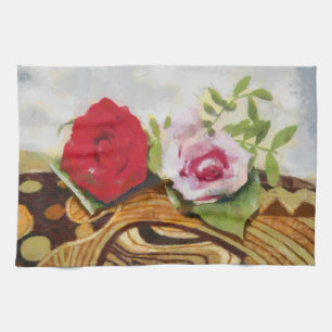 2 rozen schilderij theedoek