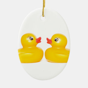 2 rubbereenden in de liefde keramisch ornament
