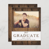 #2 Rustic Barn Wood Foto Afstuderen Aankondiging (Voorkant / Achterkant)