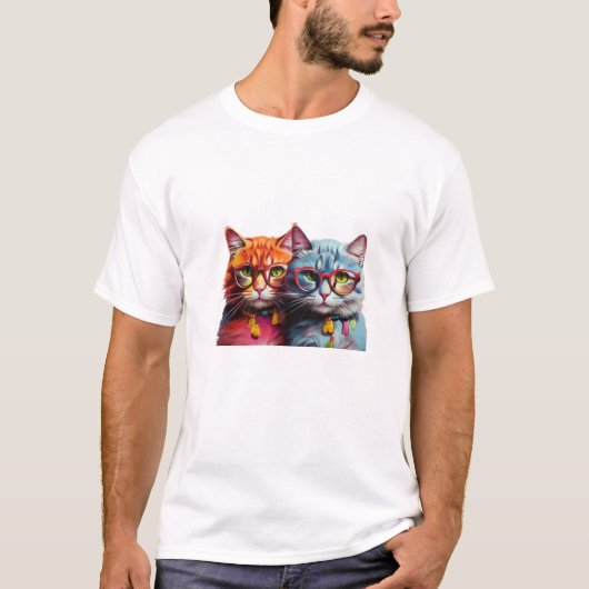 2 schattige katten T-shirt (Voorkant)