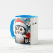 2 Schattigee pinguïns Voeg naam toe Kerstcadeau Mok (Voorkant links)
