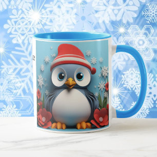 2 Schattigee pinguïns Voeg naam toe Kerstcadeau Mok