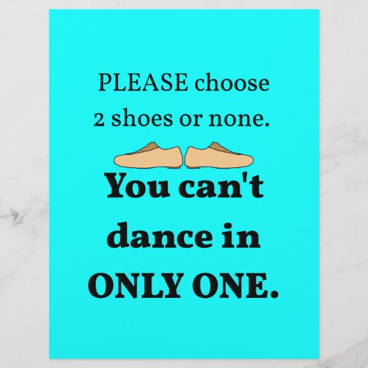 2 schoenen of geen cyaan flyer (Voorkant)