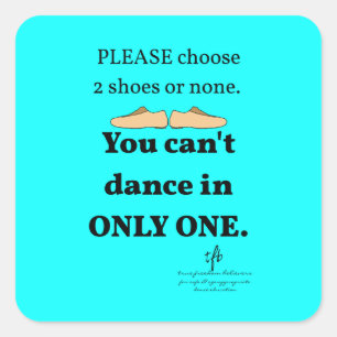 2 schoenen of geen cyaan vierkante sticker