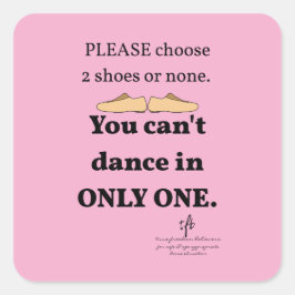 2 schoenen of geen lichtroze vierkante sticker