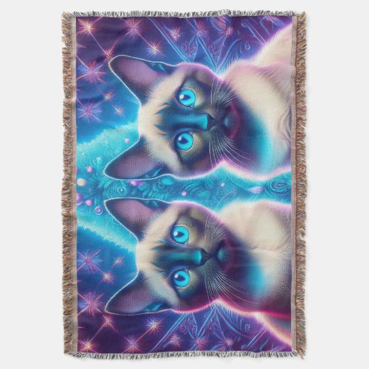 2 Siamese Kittens Posing In With Christmas Tree Deken (Voorkant Verticaal)